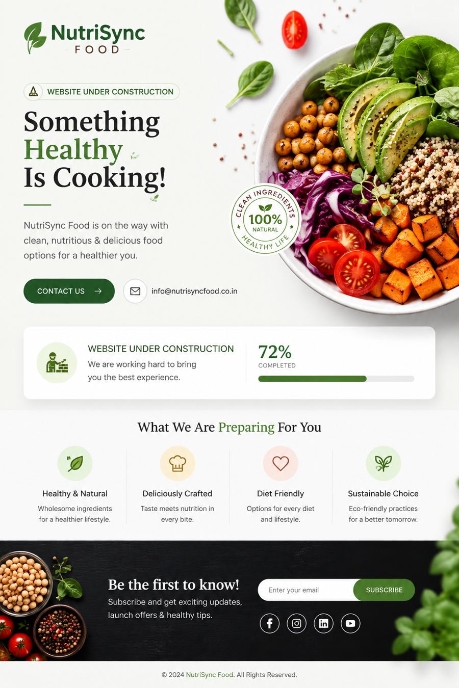 Fresh, wholesome ingredients prepared by NutriSync Food